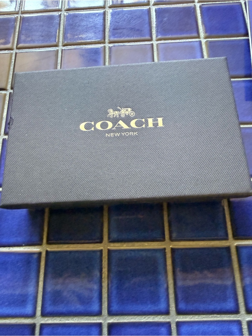 Coach Black Leather Key & Card Holder with Gold Logo